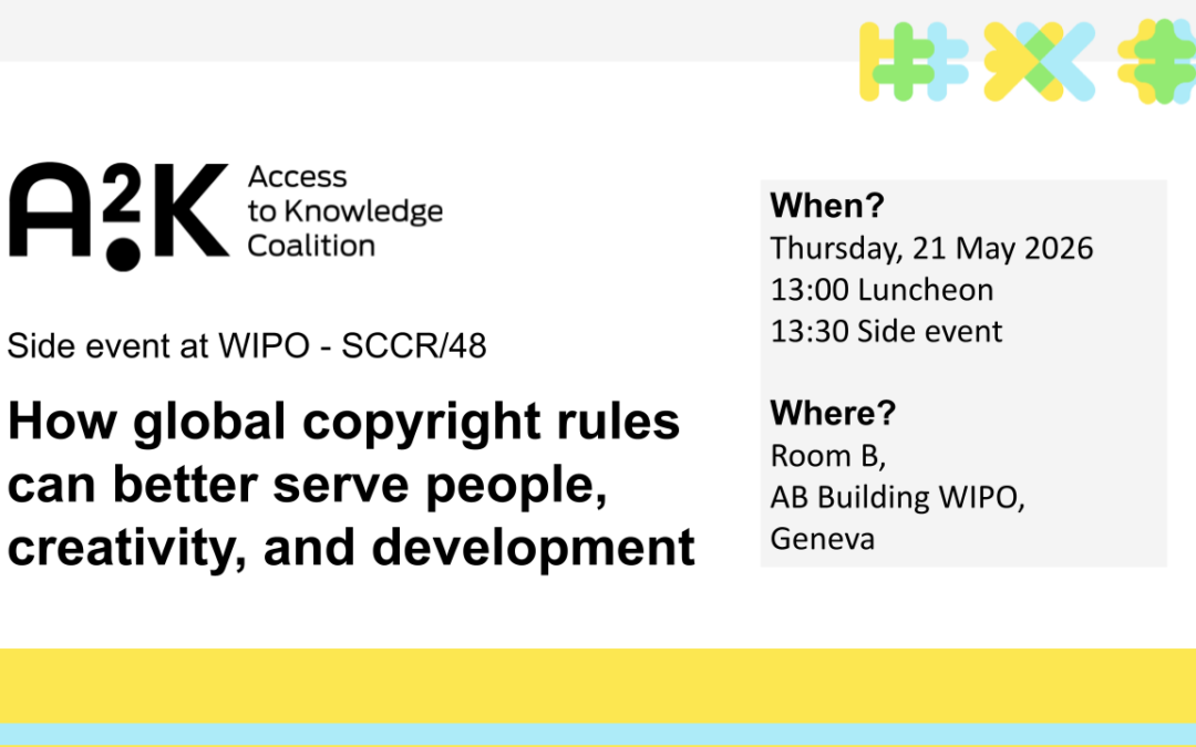 WIPO SCCR/48 Side Event: How global copyright rules can better serve people, creativity, and development